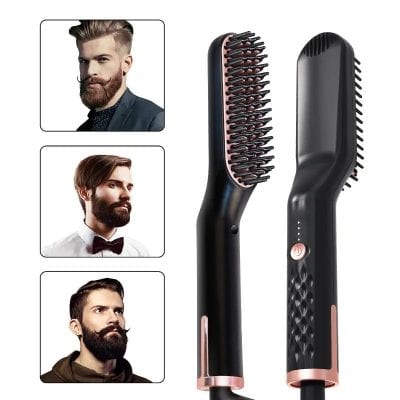 Alternative view of 3-in-1 Quick Hair & Beard Straightening Brush with Ceramic Heat