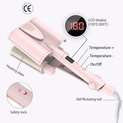 Alternative view of Three-Barrel Ceramic Hair Curler with LCD and Automatic Features