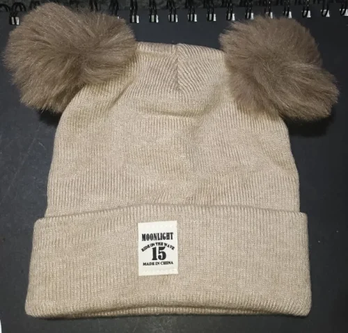 Kids Pom Pom Knit Beanie - Solid Color Winter Hat photo review