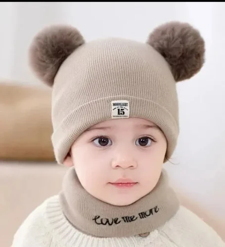 Kids Pom Pom Knit Beanie - Solid Color Winter Hat photo review