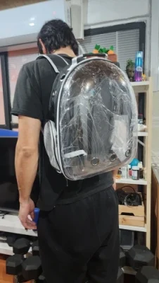 Luxury Cat Space Capsule Transparent Backpack photo review