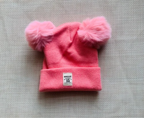 Kids Pom Pom Knit Beanie - Solid Color Winter Hat photo review