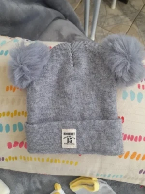 Kids Pom Pom Knit Beanie - Solid Color Winter Hat photo review