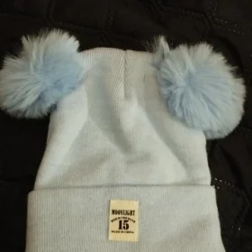 Kids Pom Pom Knit Beanie - Solid Color Winter Hat photo review