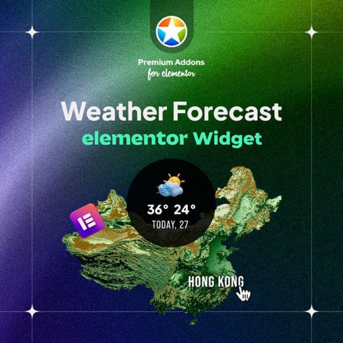Weather forecast widget showing Hong Kong weather with temperature and conditions, ideal for optometry clinics, eye care centers, and optical stores.