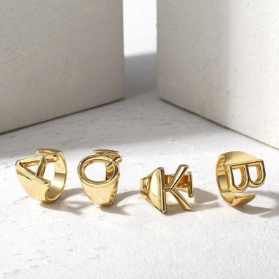 Gold Initials Opening Ring
