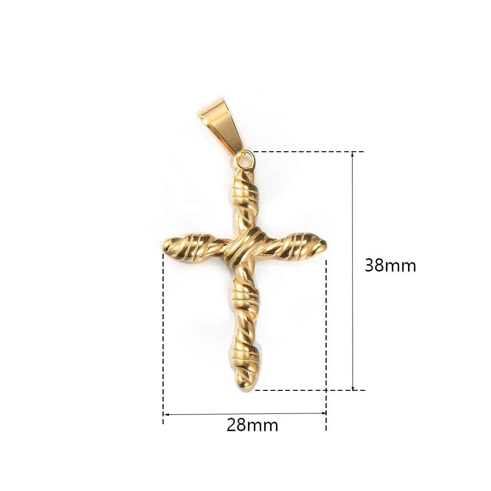 Stainless Steel Cross Pendant Necklace with Cuban Chain - Image 5