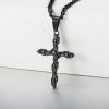 Stainless Steel Cross Pendant Necklace with Cuban Chain