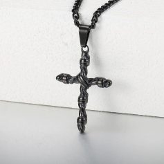Stainless Steel Cross Pendant Necklace with Cuban Chain
