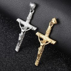 Alternative view of Gold & Silver Crucifix Charm Necklace