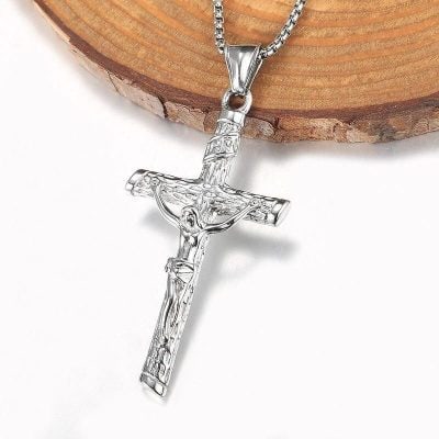 Gold & Silver Crucifix Charm Necklace