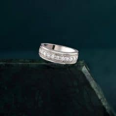 Alternative view of Sterling Silver Round Cut Cubic Zircon Men's Wedding Band