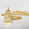 New Gold Square Christian Cross Pendant Necklace
