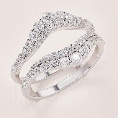 Alternative view of Sterling Silver Round Cut Cubic Zirconia Engagement Wedding Band