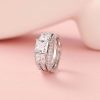 Princess Cut Sterling Silver Engagement Ring Set with CZ Stones