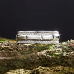 Alternative view of Sterling Silver Men's Wedding Band with Round Cut Cubic Zircon