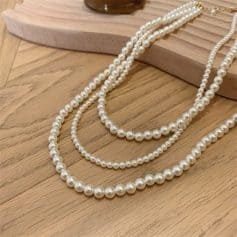 Alternative view of Elegant Multilayer Simulated Pearl Necklace