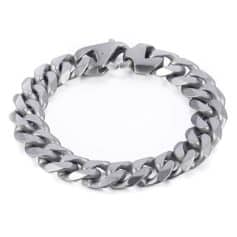 Alternative view of Stylish Matte Silver 15mm Stainless Steel Cuban Link Bracelet for Men