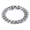 Stylish Matte Silver 15mm Stainless Steel Cuban Link Bracelet for Men