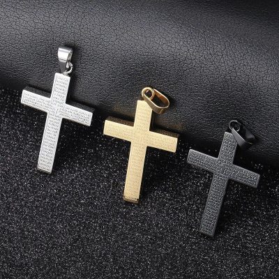 Alternative view of Stylish Unisex Cross Pendant Necklace with Cuban Link Chain