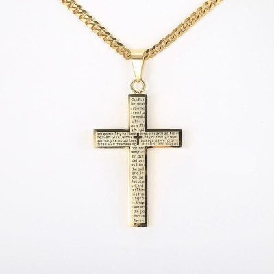 Stylish Unisex Cross Pendant Necklace with Cuban Link Chain