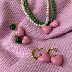 Alternative view of Chic Pearl Heart Pendant Necklace and Earrings