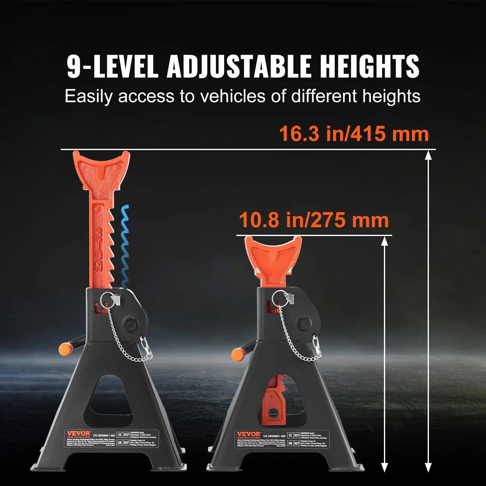 Heavy-Duty Double Locking Jack Stands 3/6 Ton Capacity - Image 6