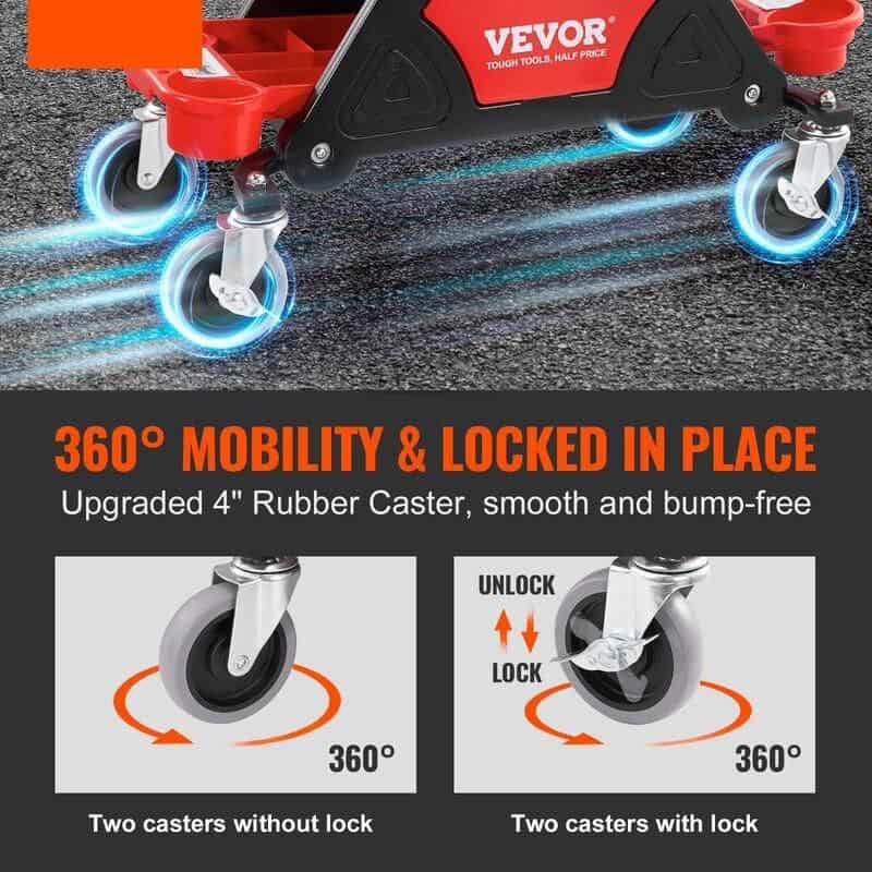 Heavy-Duty Rolling Mechanic Seat with Tool Storage and Wheels - Image 3