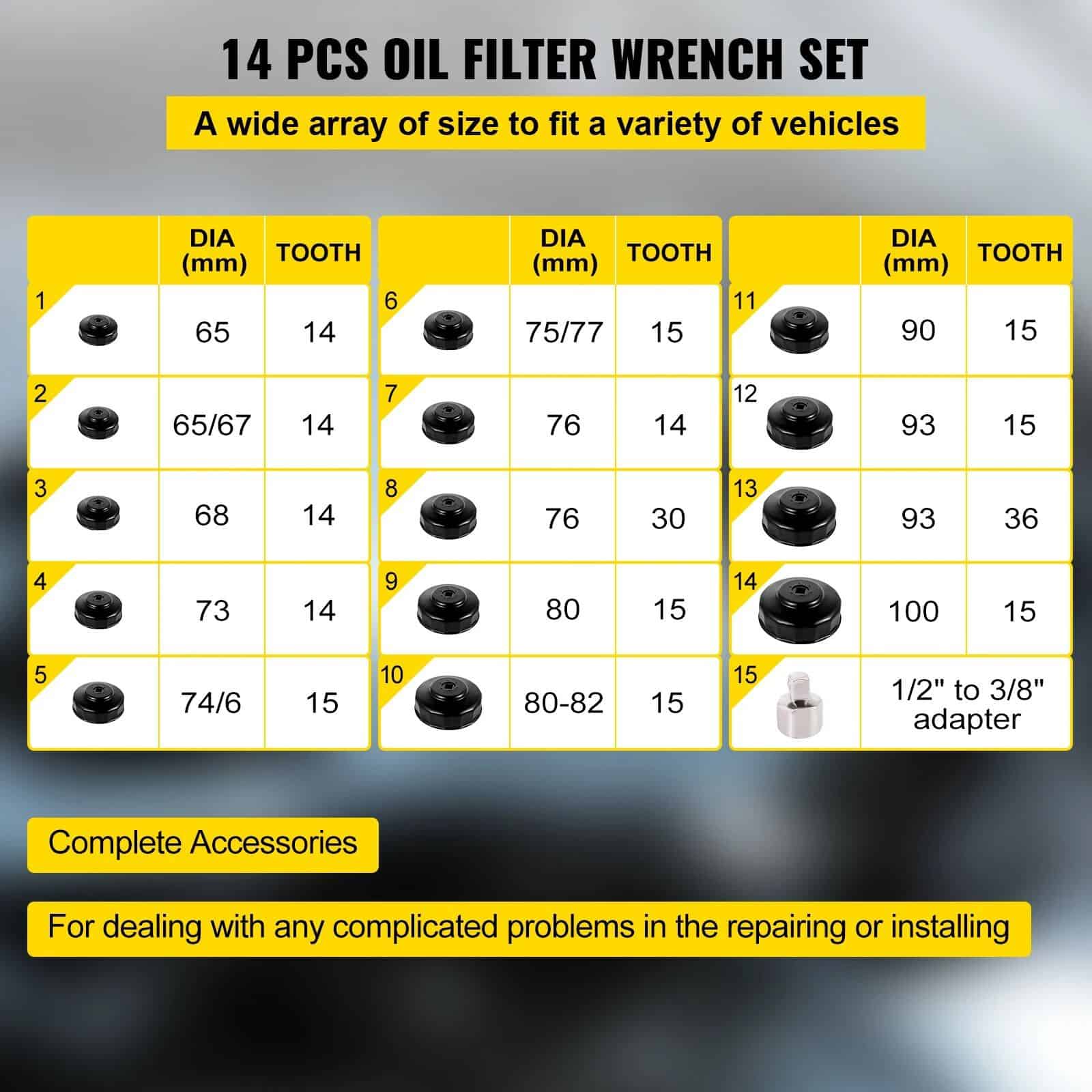 14 Piece Low Profile Oil Filter Socket Set - Image 4