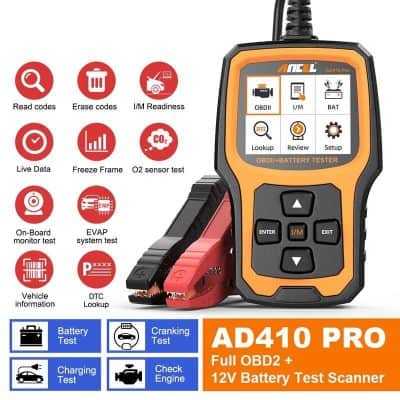 Alternative view of Professional OBD2 Scanner with Battery Test and Diagnostic Features