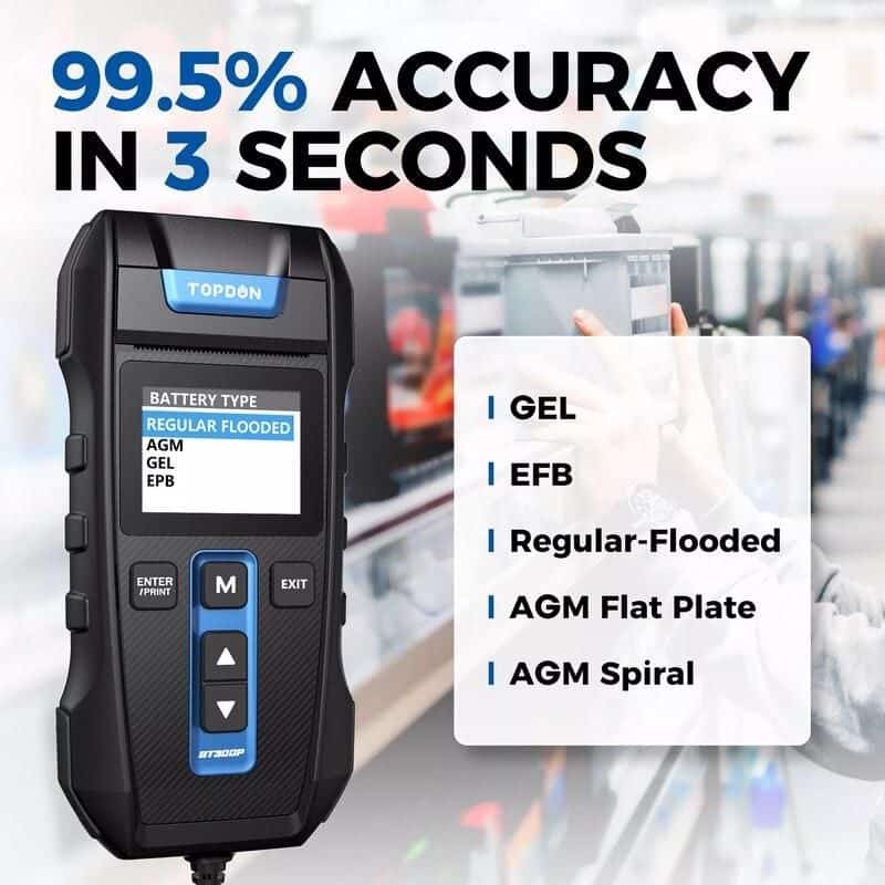 Advanced 12V/24V Digital Battery Tester with Built-in Printer and Multilingual Support - Image 5