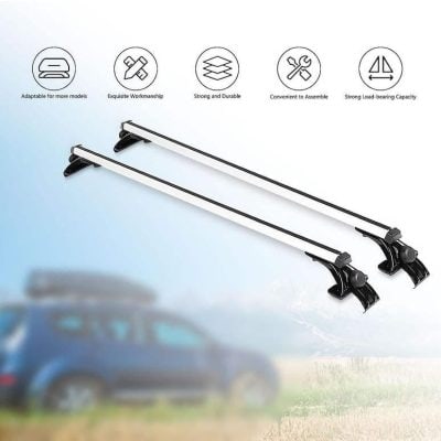 Alternative view of Universal Aluminum Alloy Car Top Roof Rack Cross Bars with Adjustable Hooks