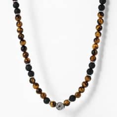 Men's Tiger Eye & Lava Stone Beaded Choker