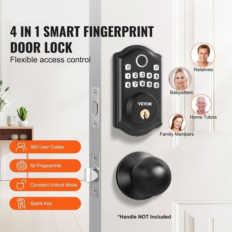 Keyless Entry Fingerprint Smart Door Lock with Keypad and Keys - Image 3