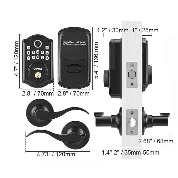 Keyless Entry Fingerprint Smart Door Lock with Keypad and Keys - Image 7