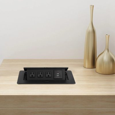 Alternative view of Aluminum Alloy Desktop Pop-Up Power Socket with USB Ports