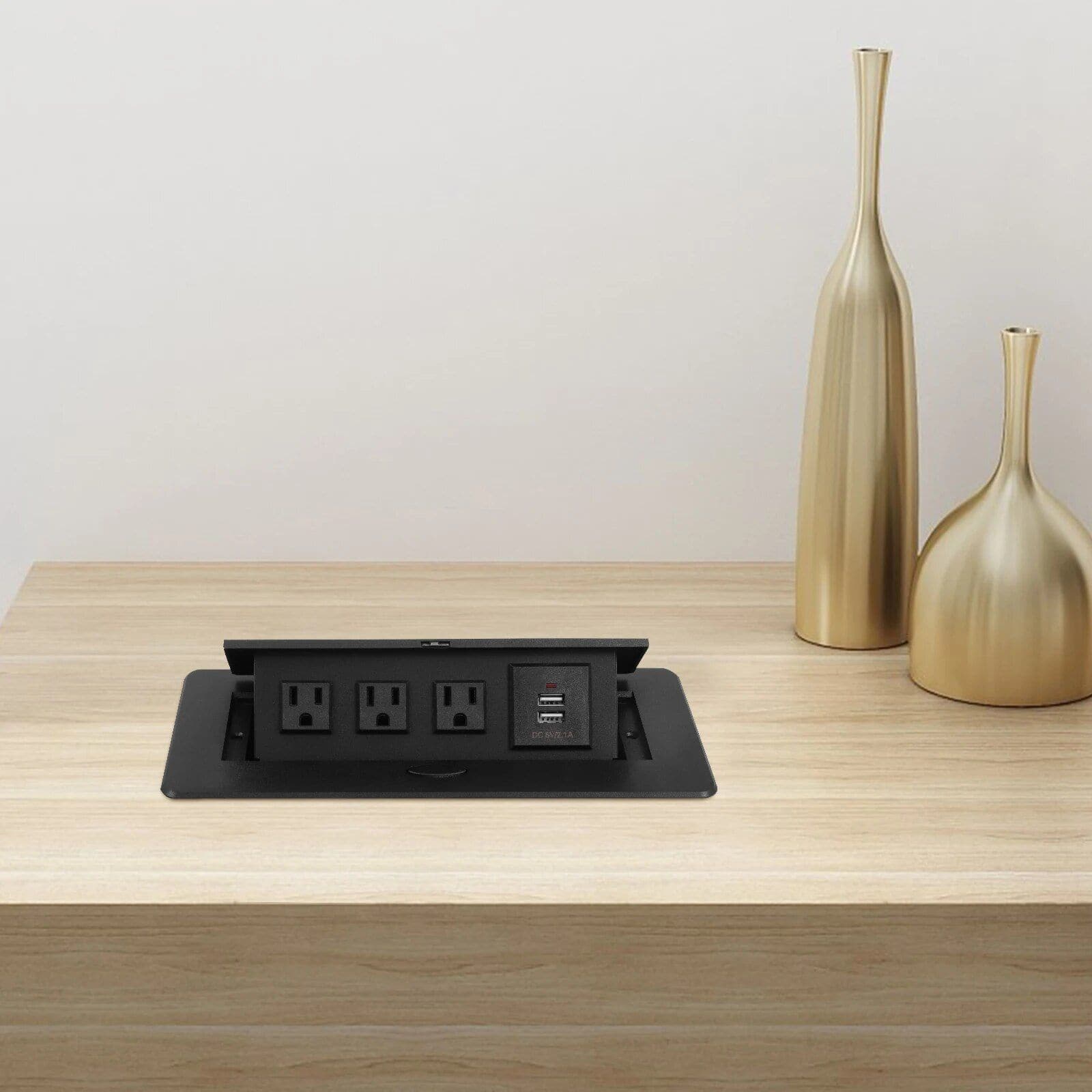 Aluminum Alloy Desktop Pop-Up Power Socket with USB Ports - Image 2