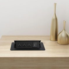 Aluminum Alloy Desktop Pop-Up Power Socket with USB Ports