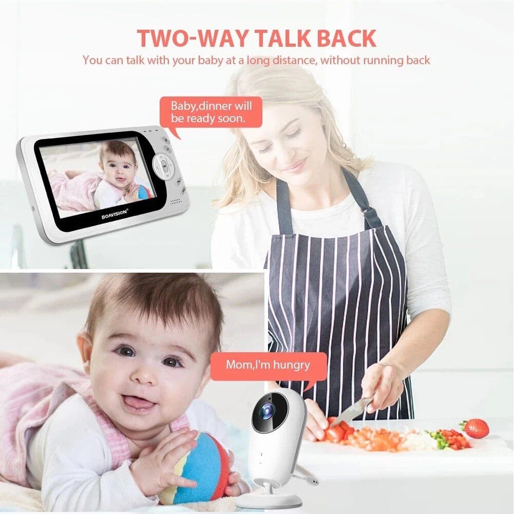 Wireless 4.3" Video Baby Monitor with Night Vision, Intercom, and Temperature Sensor - Image 3