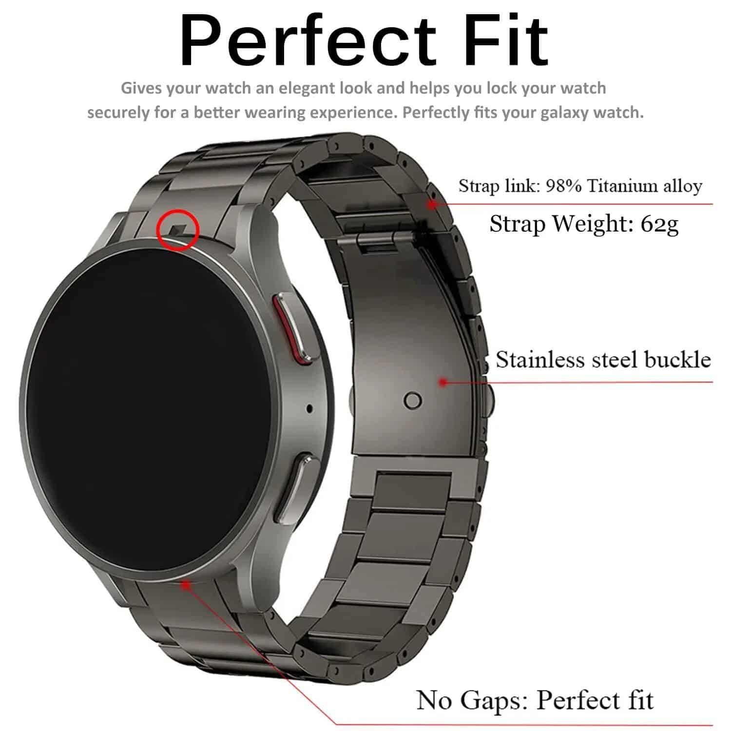 Premium Titanium Metal Strap for Samsung Galaxy Watch 4 & 5 Series - Image 3