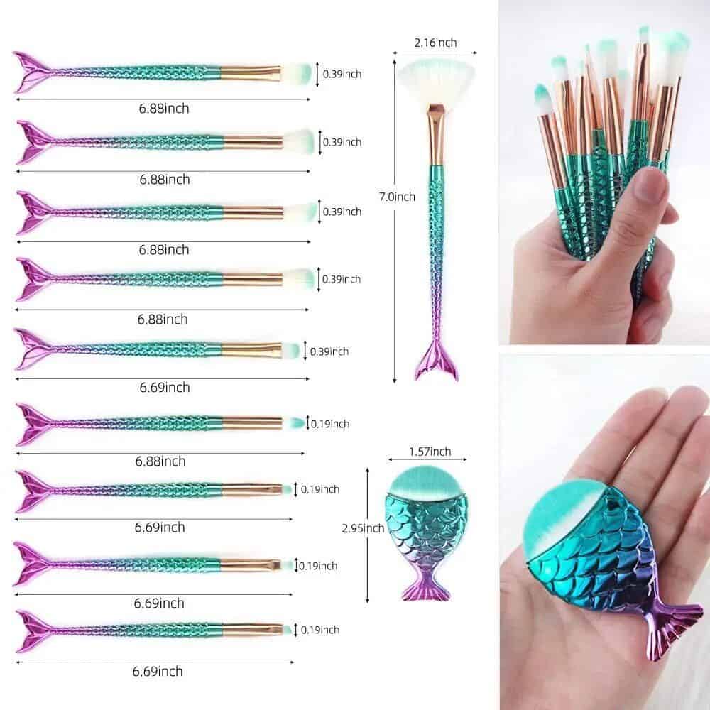 10Pcs Mermaid Style Makeup Brush Set - Image 5