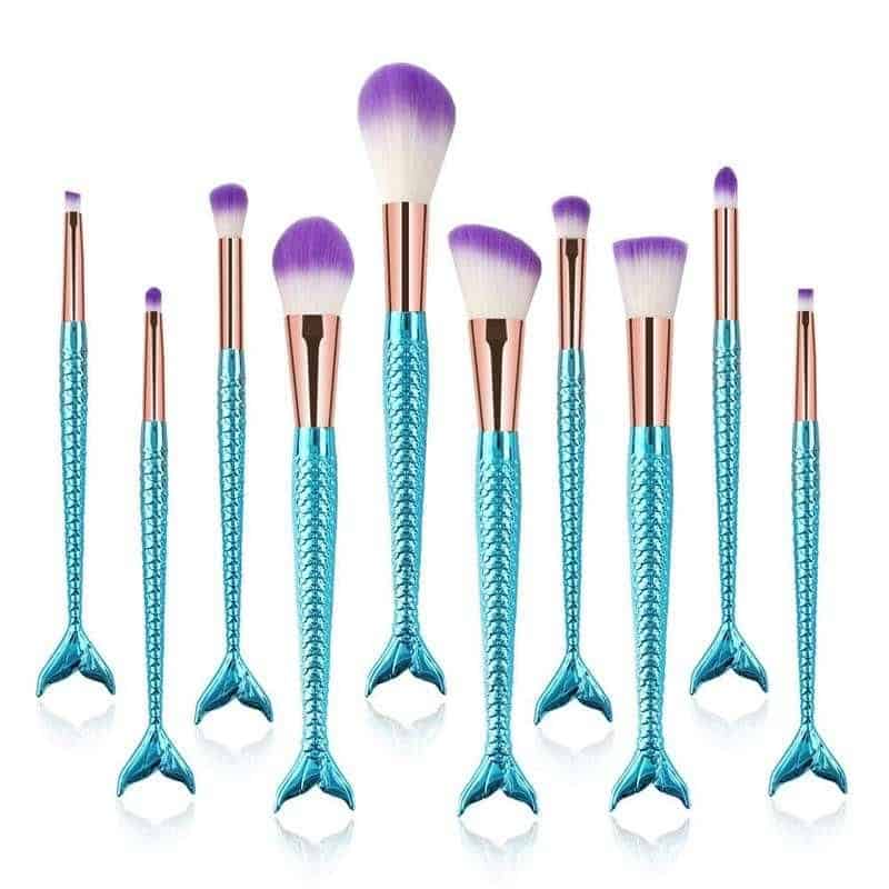 10Pcs Mermaid Style Makeup Brush Set