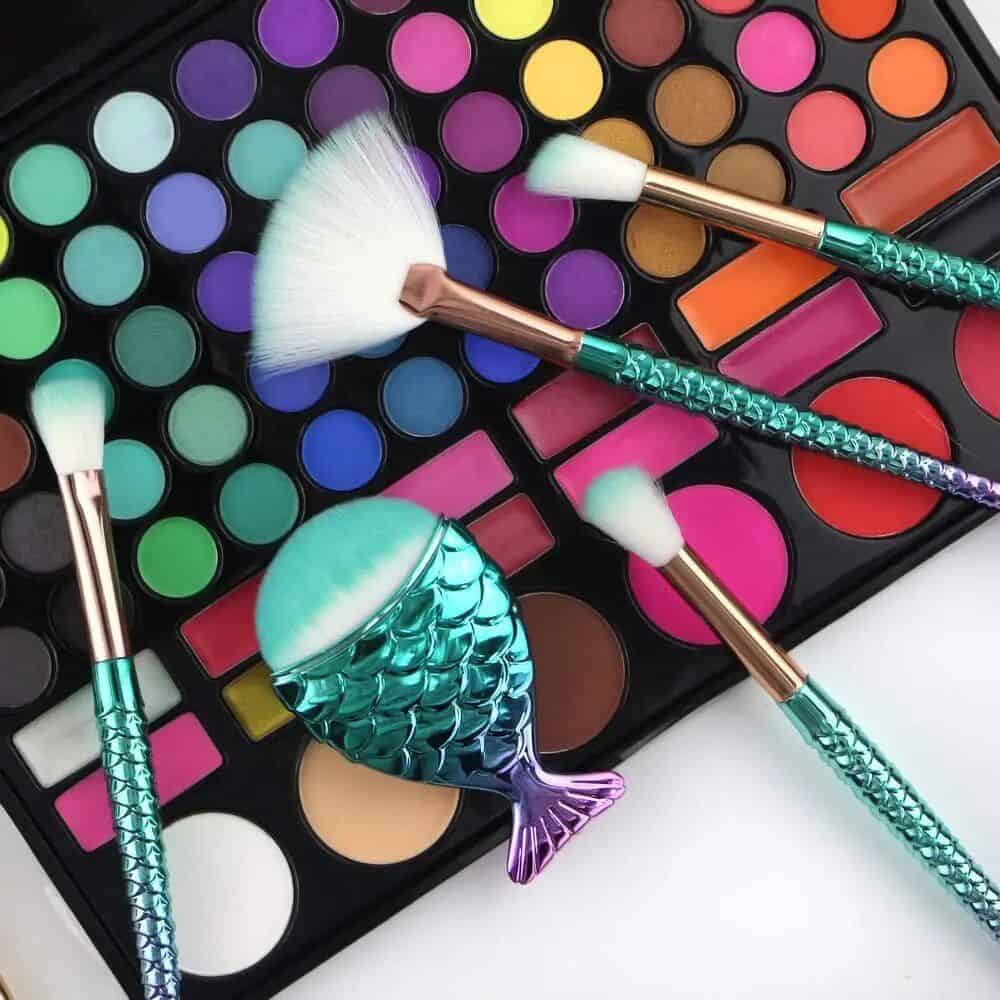 10Pcs Mermaid Style Makeup Brush Set - Image 4