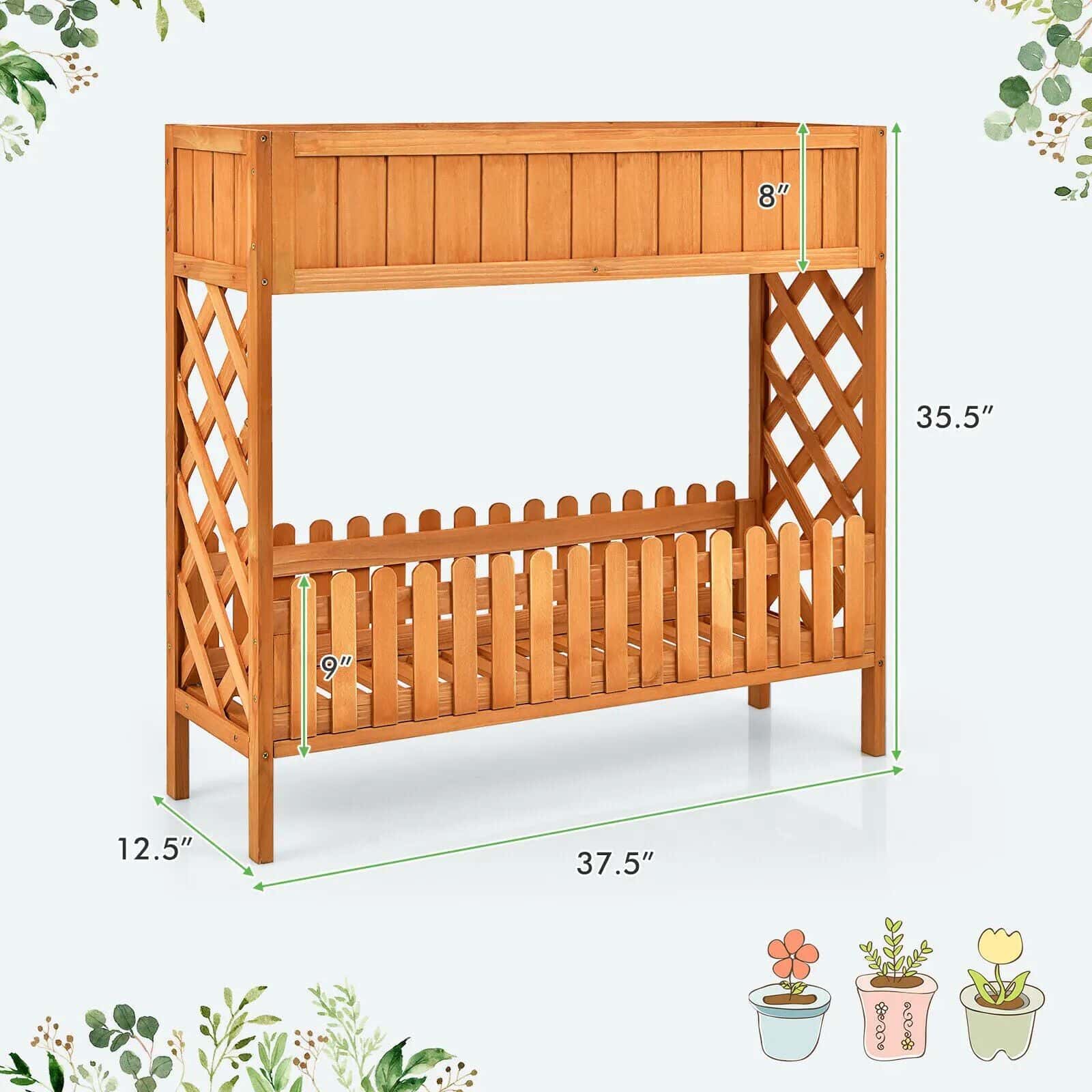 Elevated 2-Tier Wooden Garden Bed - Image 7