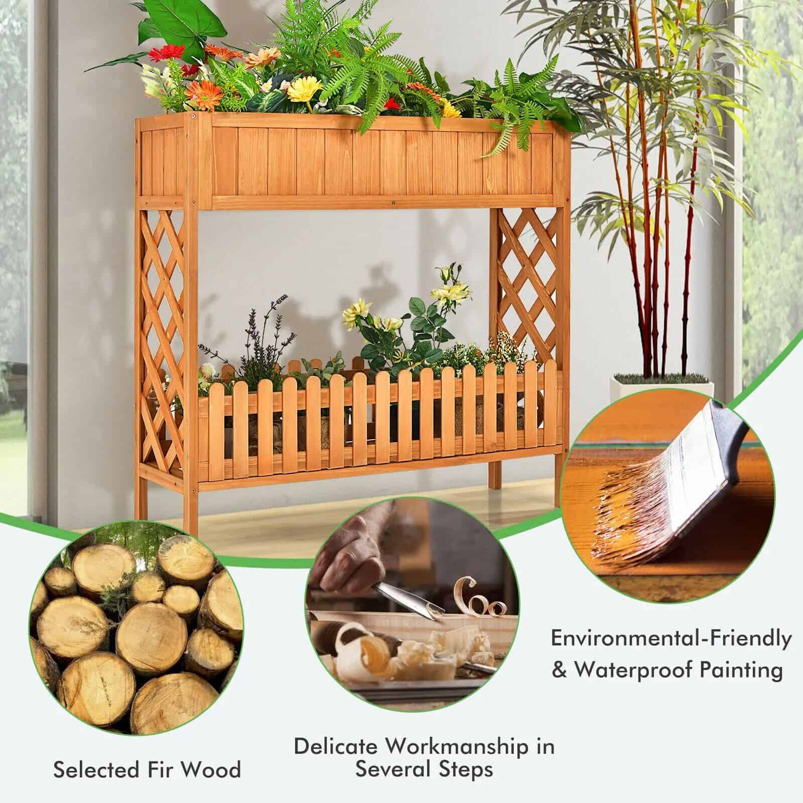 Elevated 2-Tier Wooden Garden Bed - Image 4