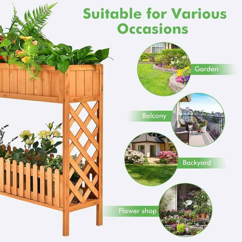 Elevated 2-Tier Wooden Garden Bed - Image 6