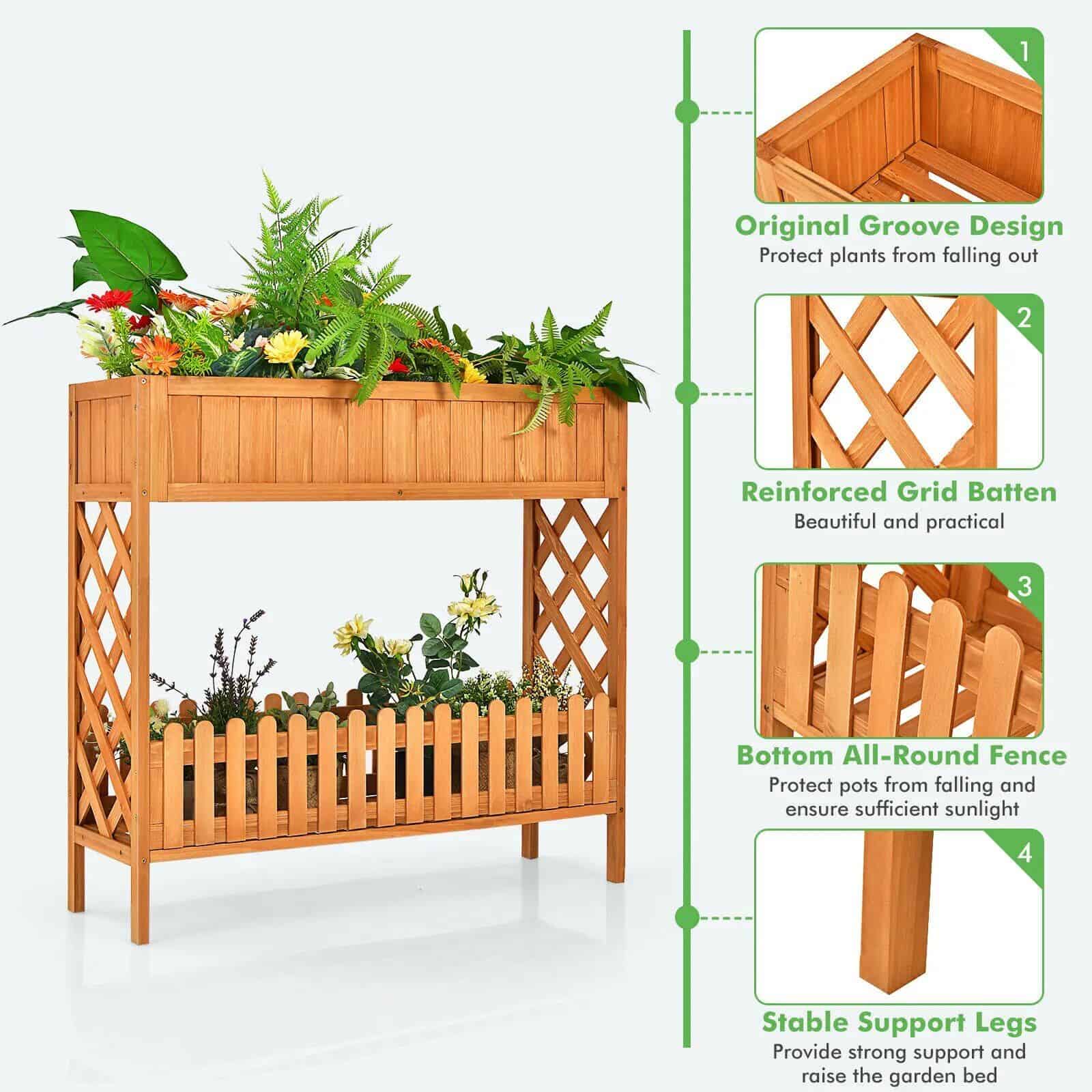 Elevated 2-Tier Wooden Garden Bed - Image 5