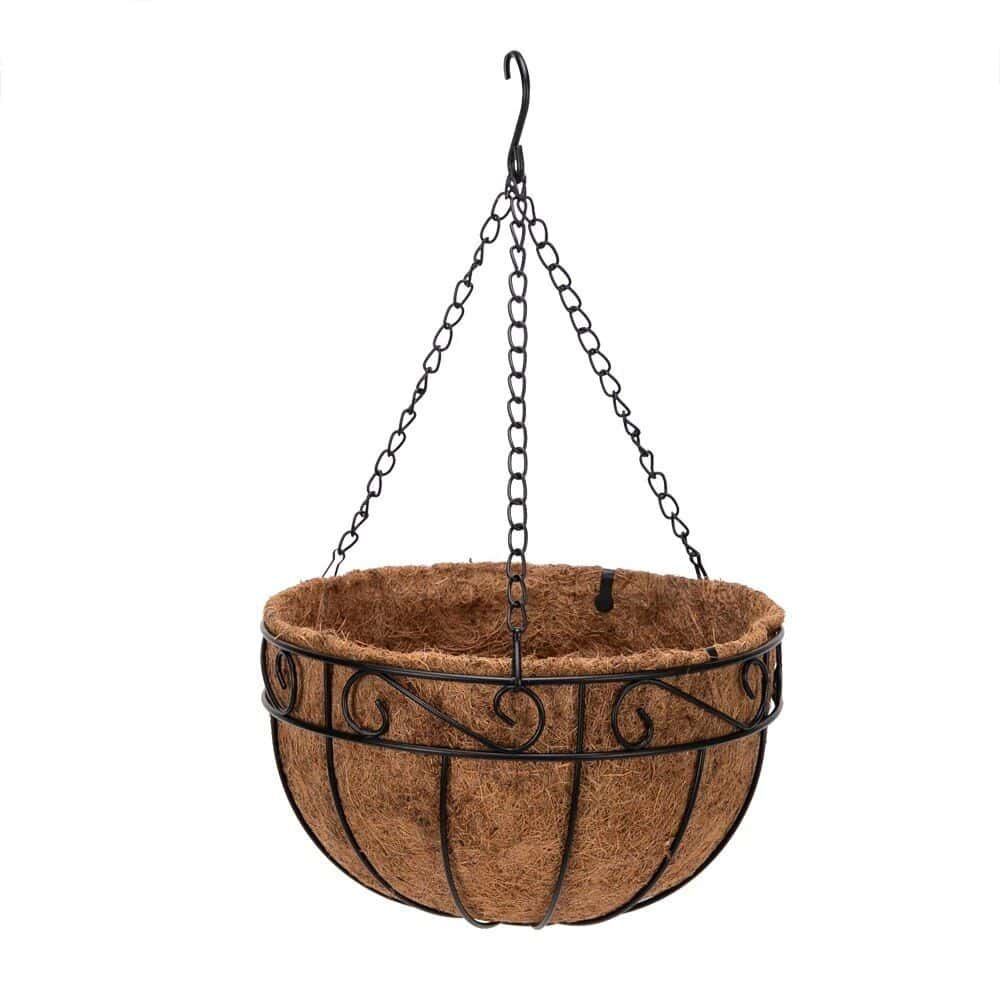 Elegant 10" Round Iron & Coconut Palm Hanging Basket Set - Image 6