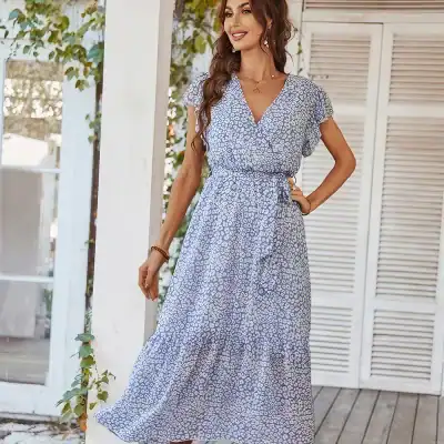 Stylish blue floral maxi dress perfect for women’s summer fashion and casual outings. Comfortable, trendy, and ideal for warm weather. Shop now at Monalisa Store for chic women’s dresses.