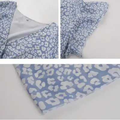 Leopard print fashion scarf in blue and white, lightweight, stylish accessory for women. Perfect for casual or formal outfit accents.